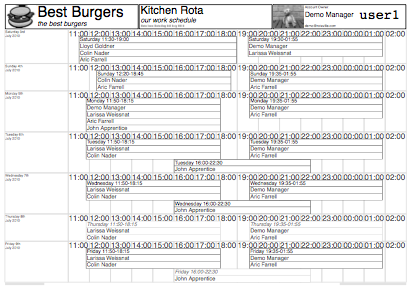 Black and White PDF Printout of the Schedule