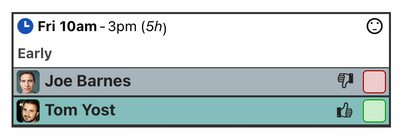 Availability shown on a shift