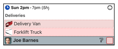 Two resources assigned to a shift