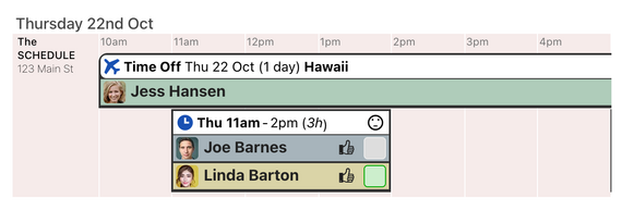 Time Off on the schedule