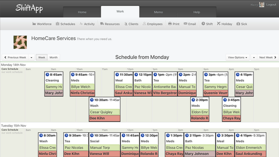 Home Care Shift Schedule Video Examples