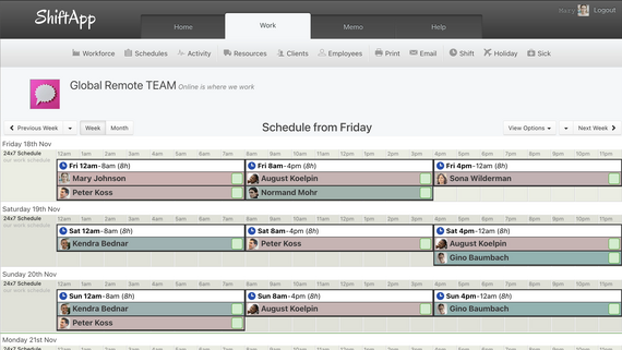 Employee Schedule 24x7