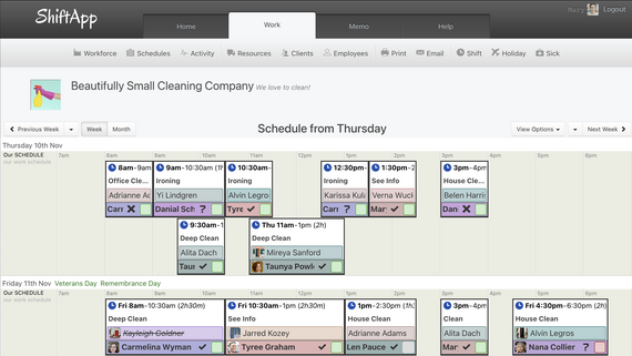 Cleaning Company Work Schedule
