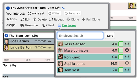 Choosing who works a shift