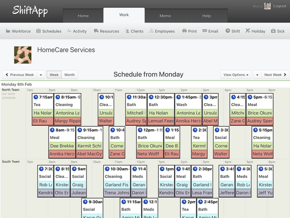 Home Care Employee Schedule